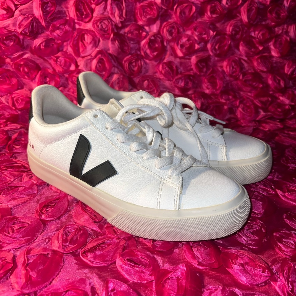 Veja Women's White and Black Sneakers
